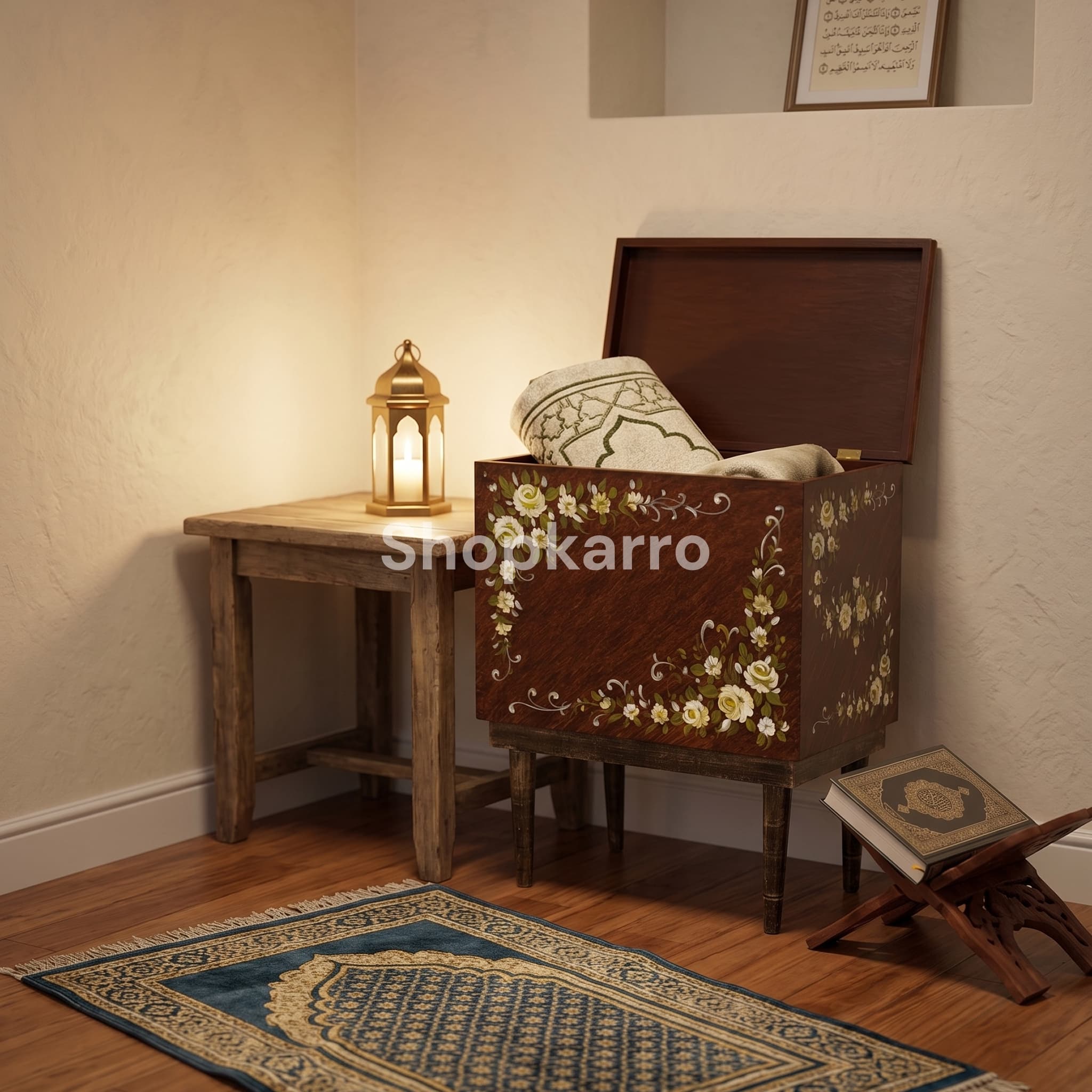 Onyx Bloom Jaye Namaz Box (Walnut/Rose)