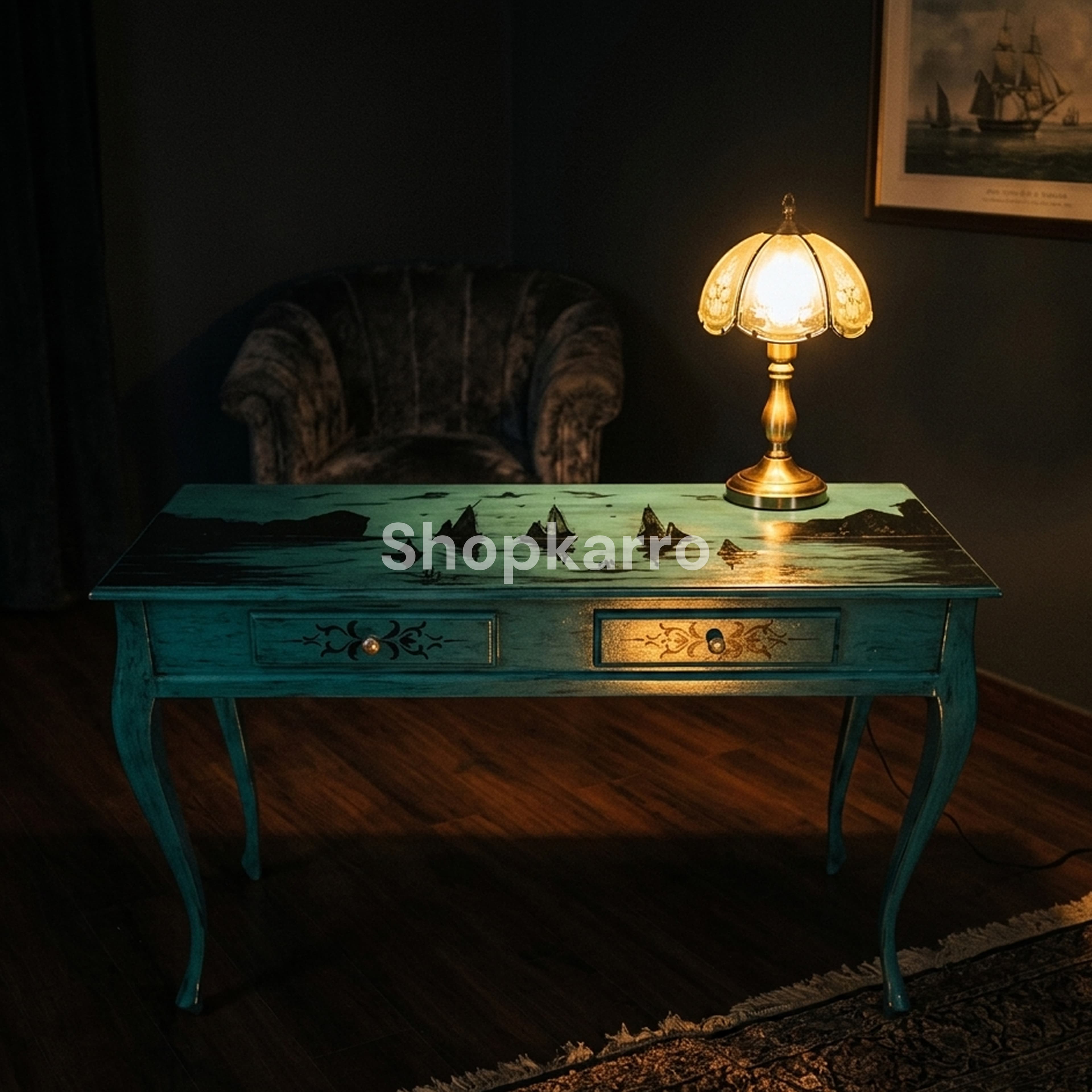 Nautical Azure Console styled in living room entryway Pakistan