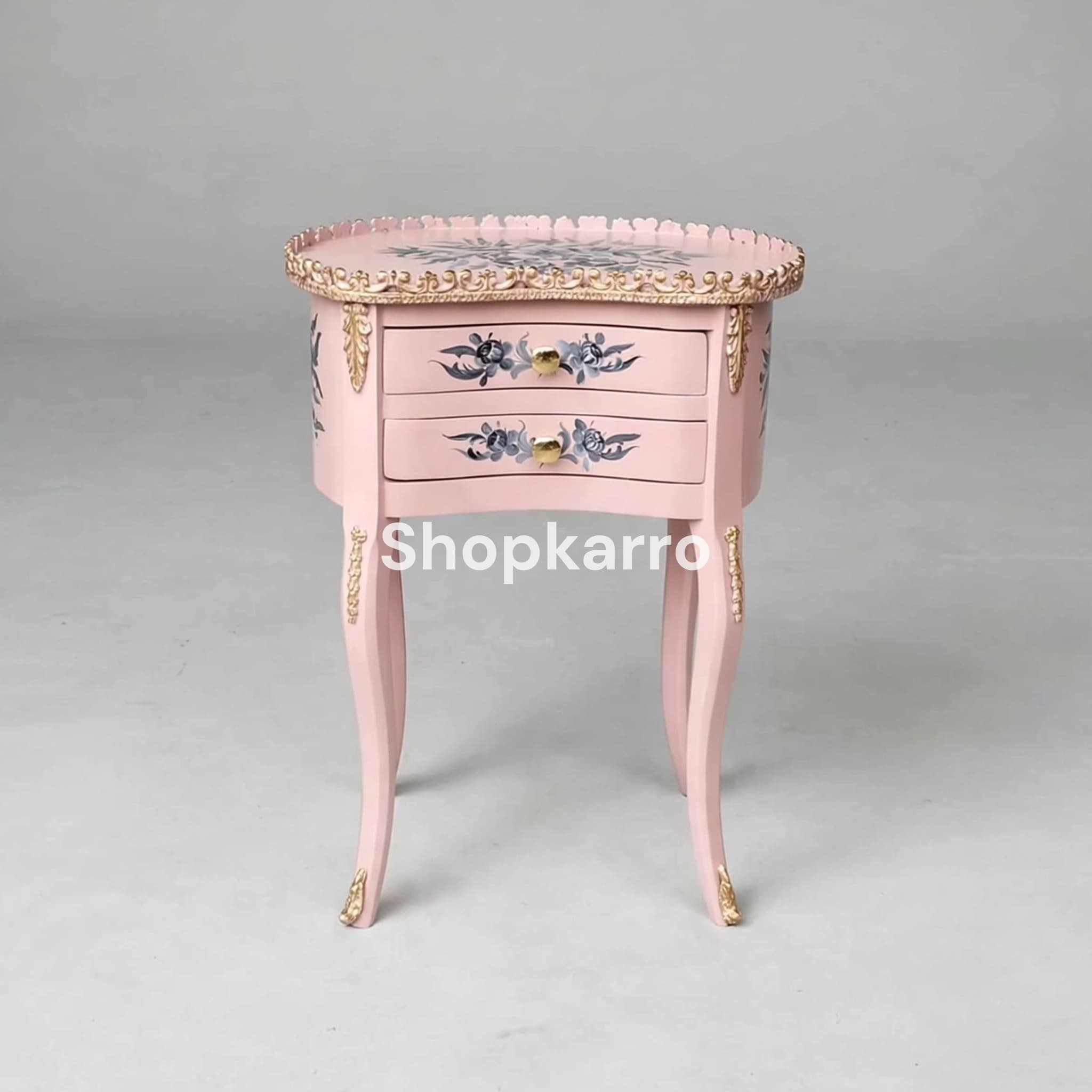 Pink Flora Wooden Table