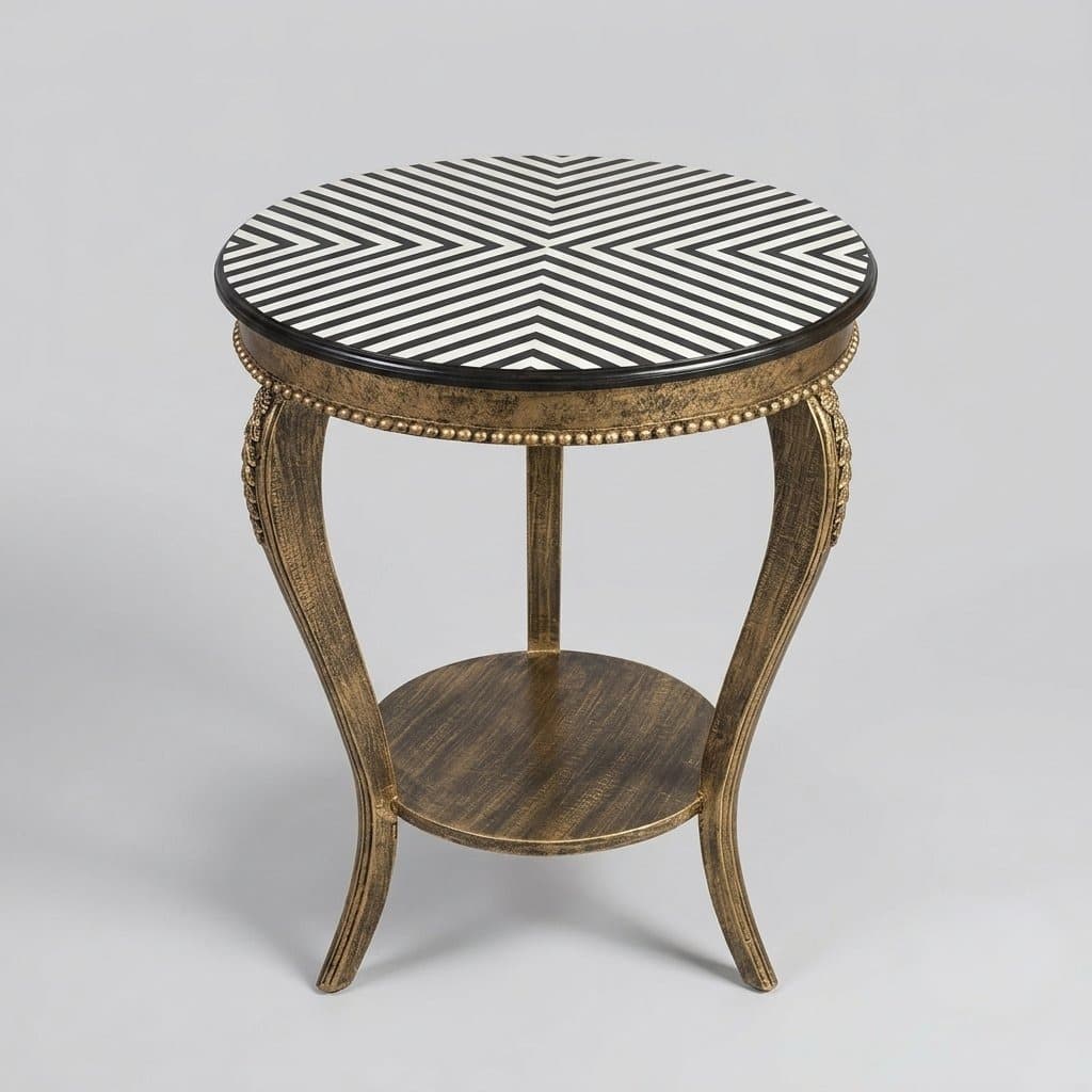 Zebra Chevron French End Table