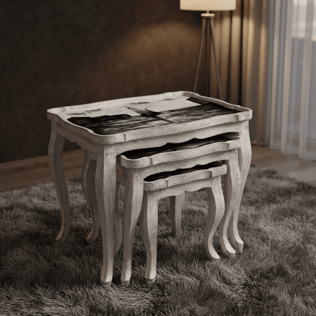 Oceanic Vista Wooden Nesting Tables